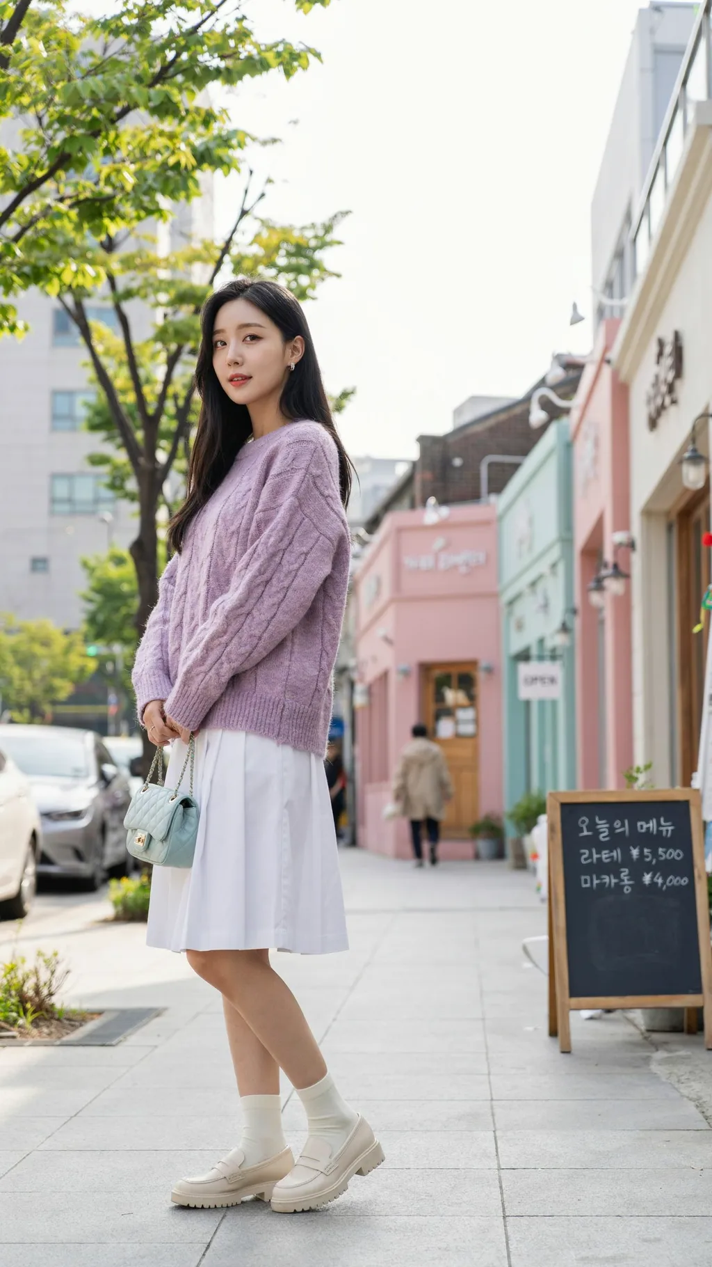 Soft Pastel Knitwear Korean street style outfit