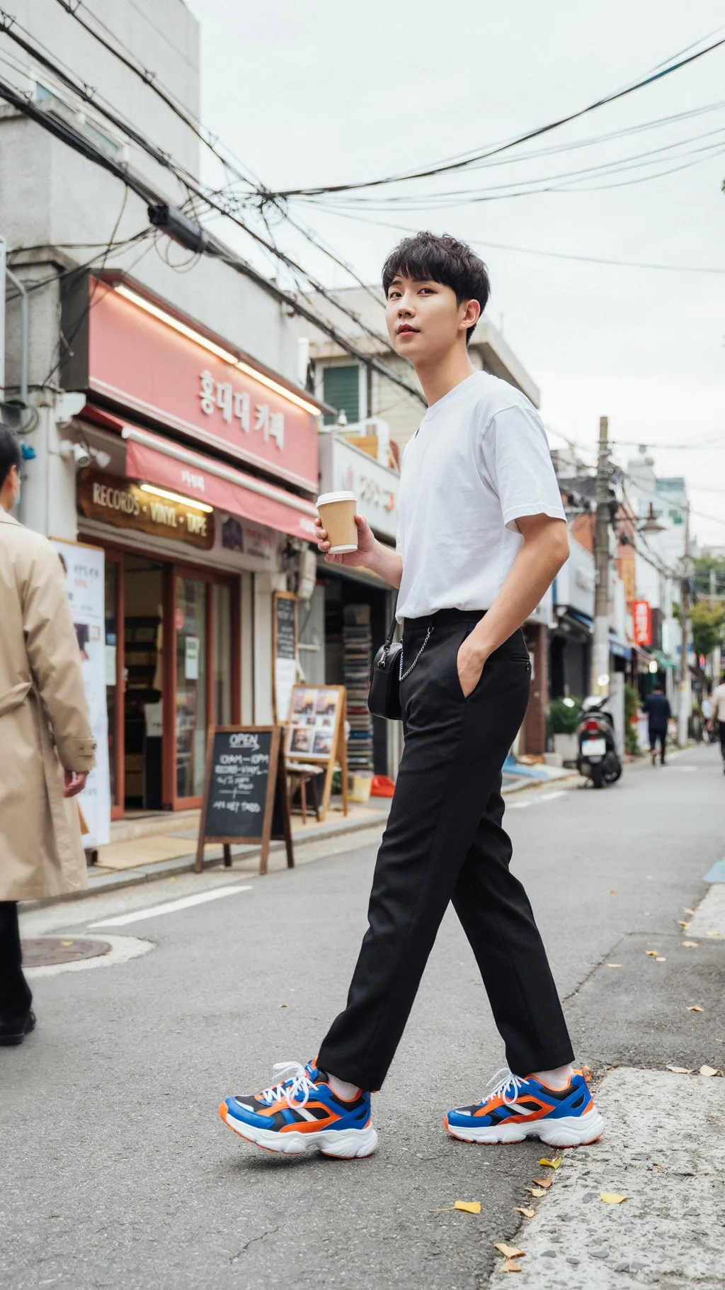 Statement Sneakers with a Minimal Outfit Korean street style outfit