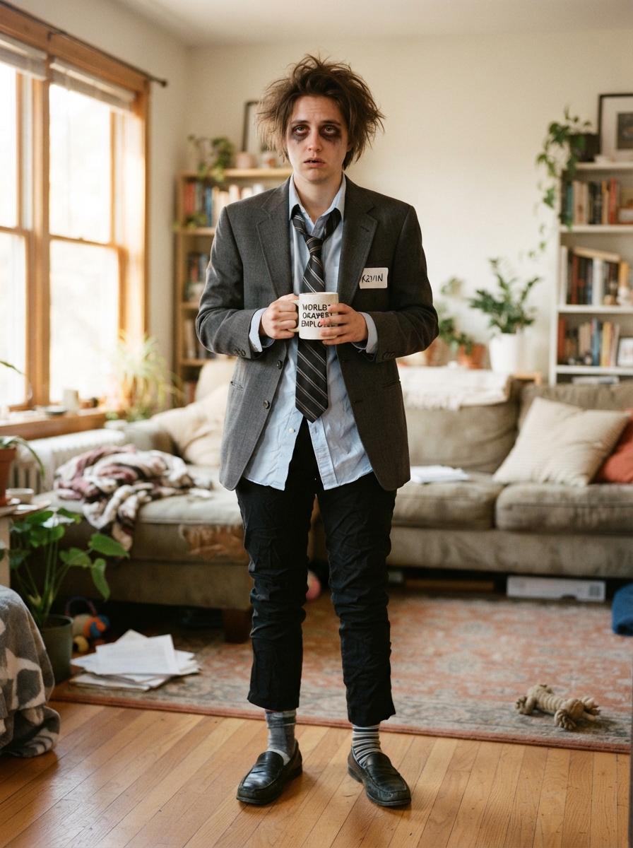 Office Worker Losing It ⏱ 15 minutes last-minute Halloween costume