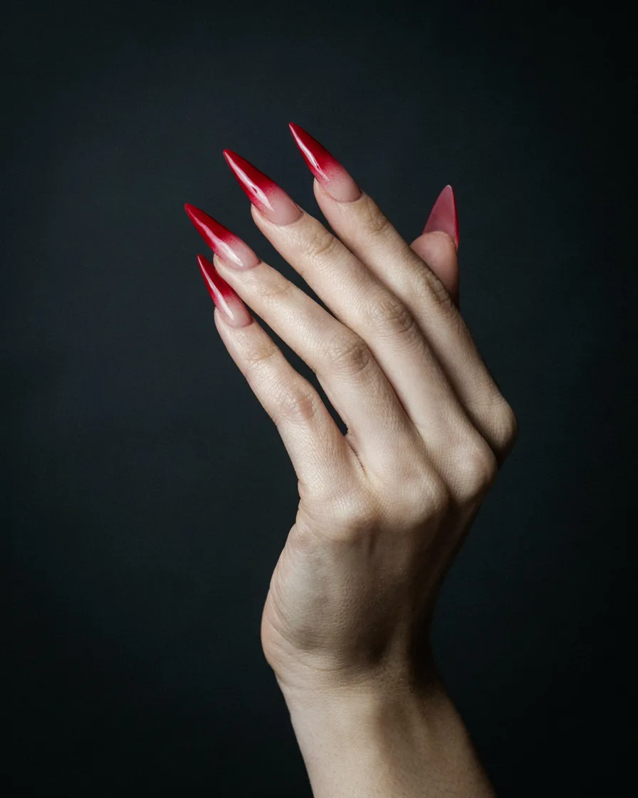 Blood Tip Stiletto long Halloween nails