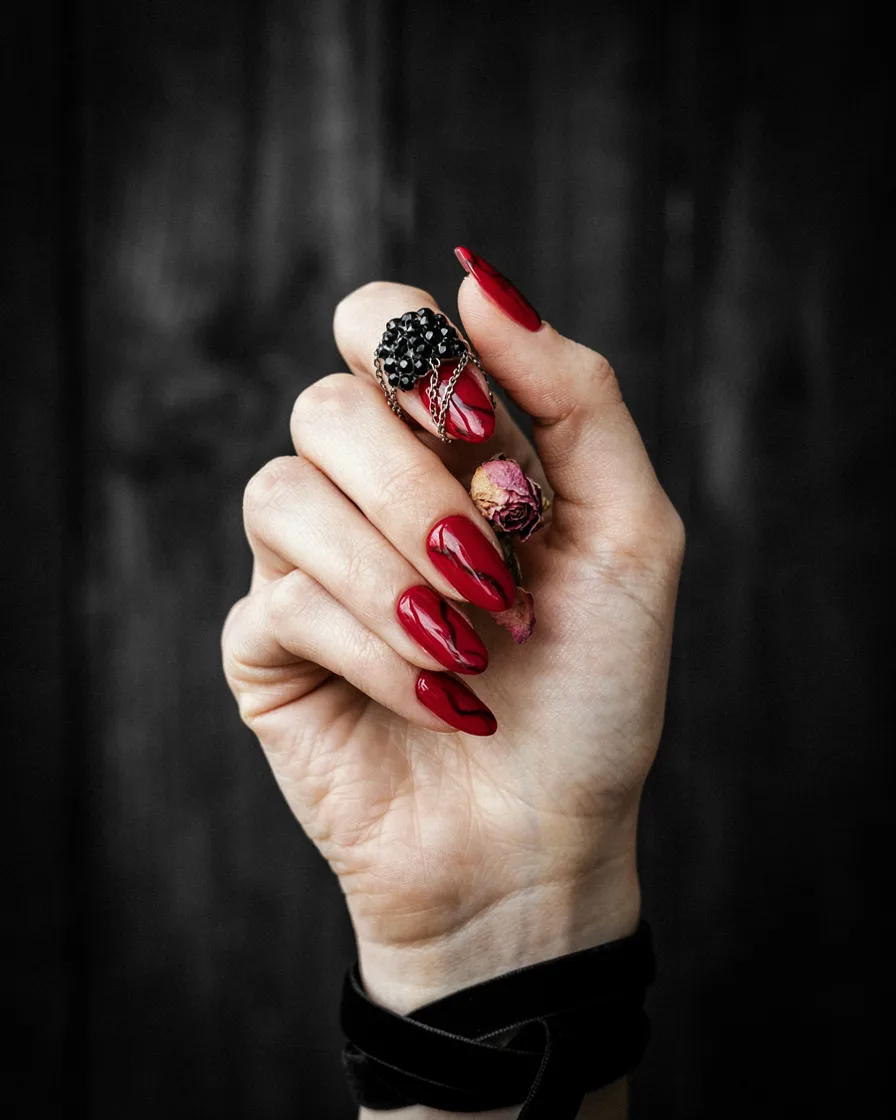 Gothic Jewel Nails long Halloween nails