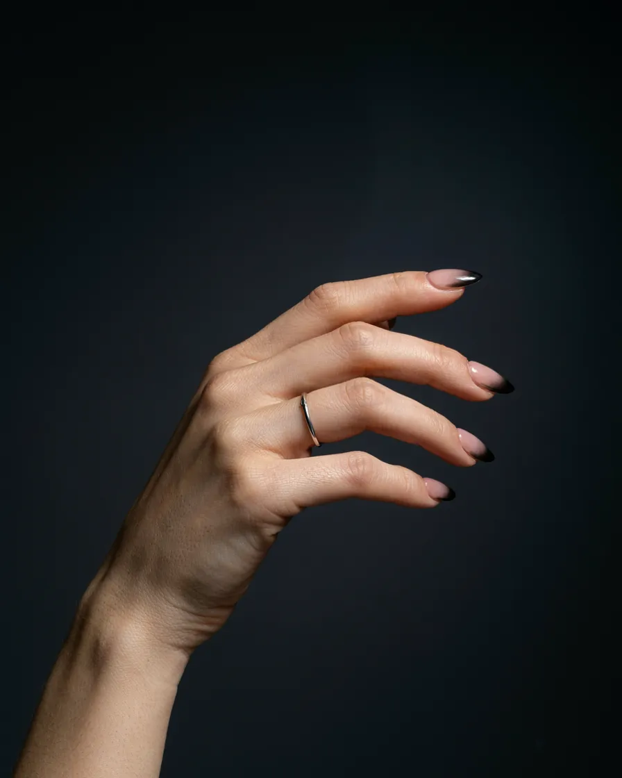Smoky Black Ombré long Halloween nails