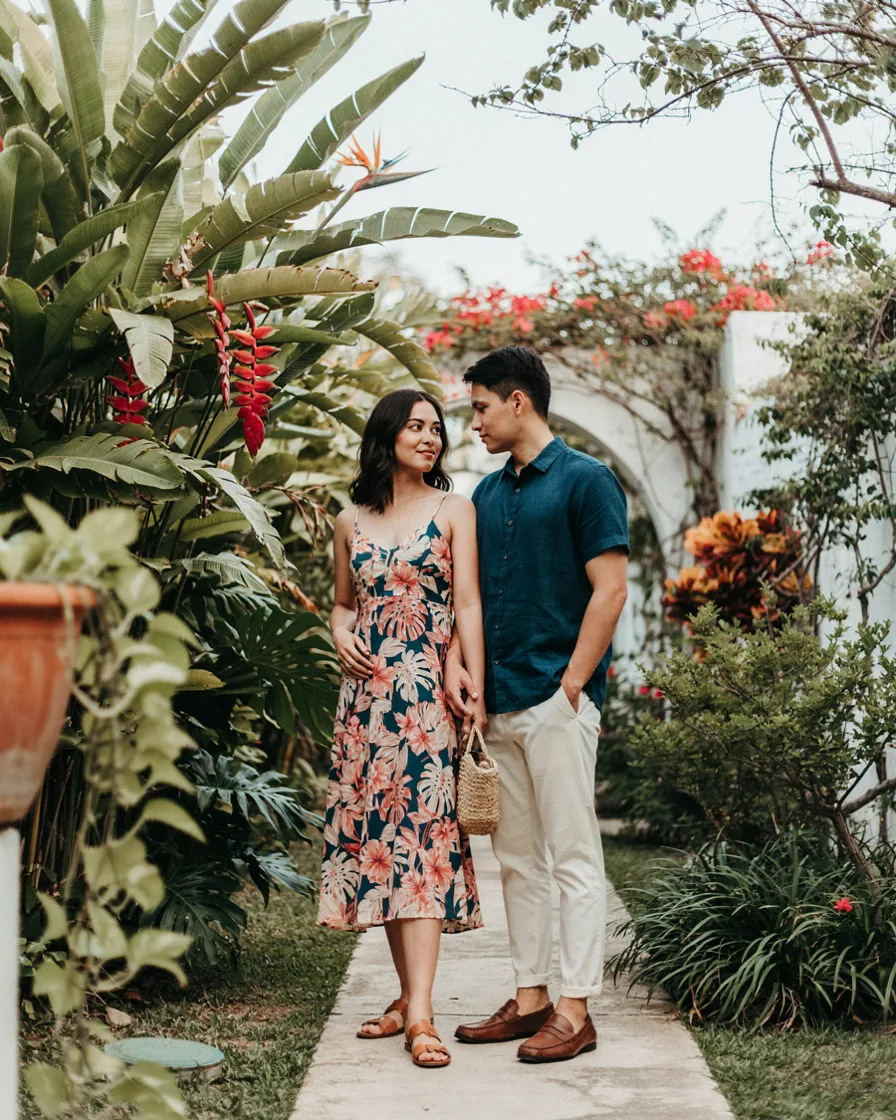 One Palette, One Print matching couple vacation outfit