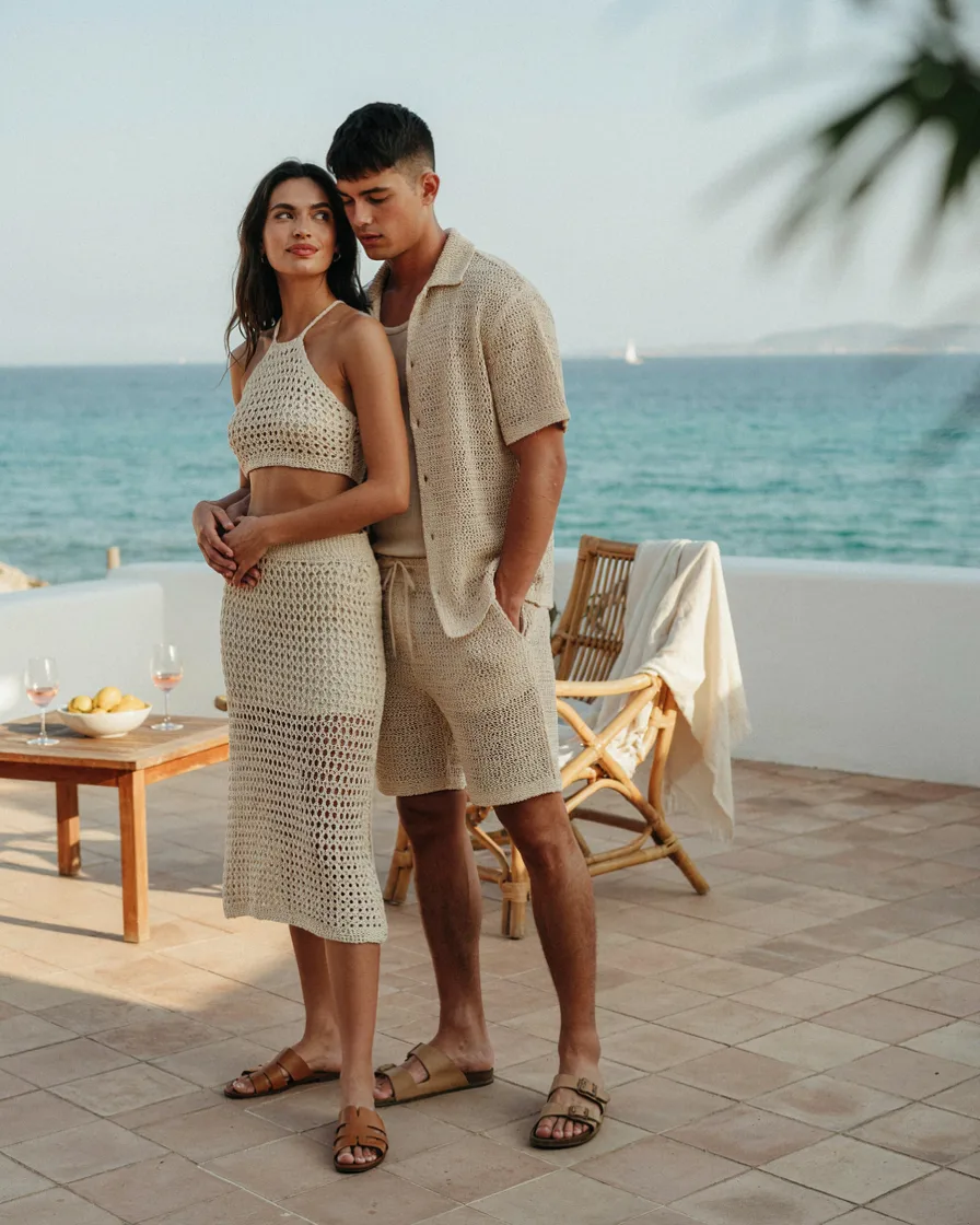 Both in Crochet matching couple vacation outfit