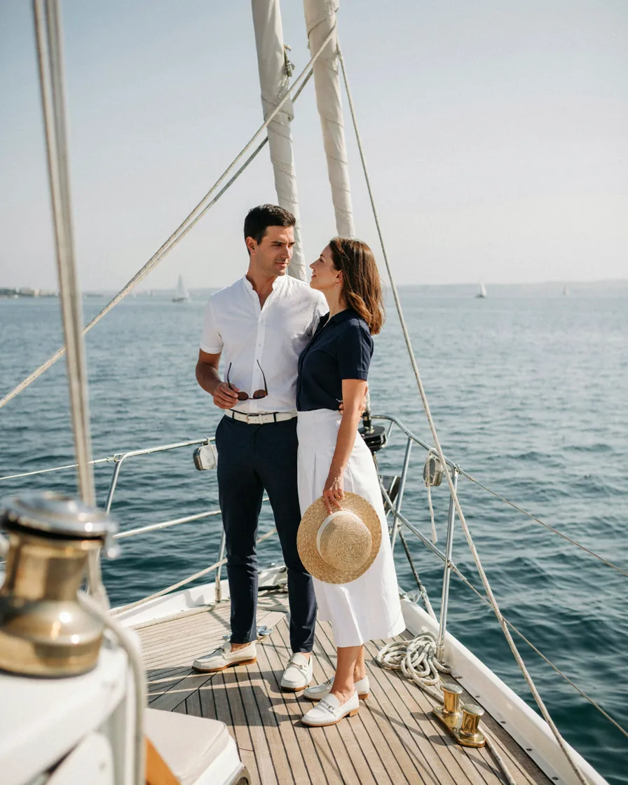 Navy and White, Reversed matching couple vacation outfit