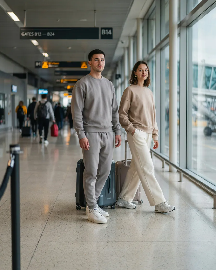 Matching Sweatsuits for Travel Day matching couple vacation outfit
