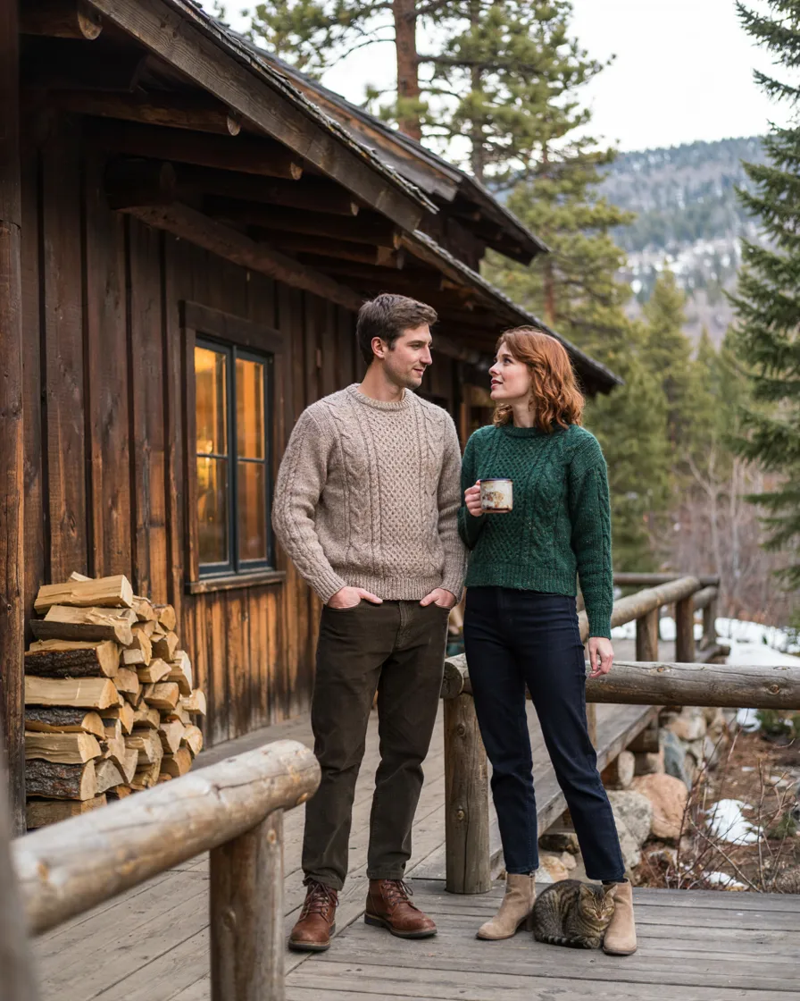 Matching Knits, Different Colours matching couple vacation outfit