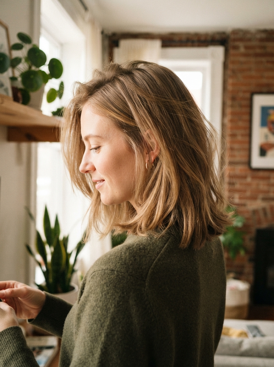 Shoulder-length cut with invisible layers for fine hair