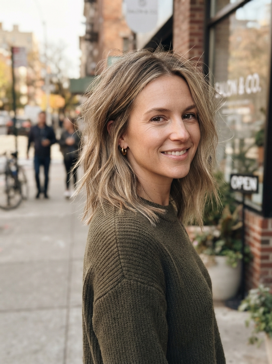 Textured lob for fine hair