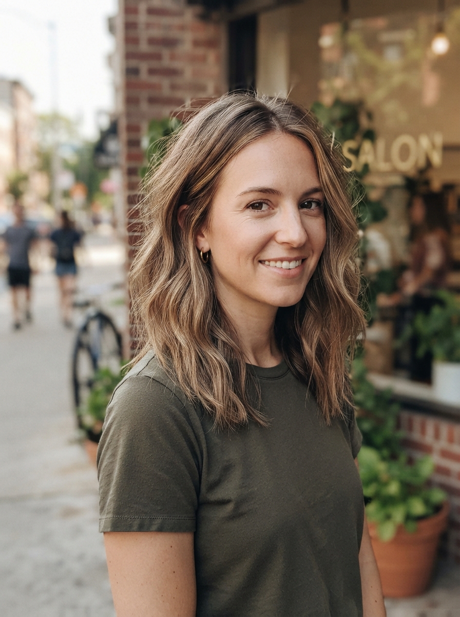 Wavy mid-length cut for fine hair