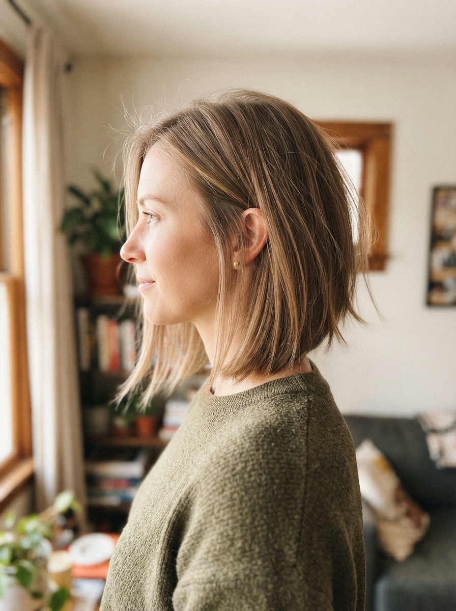 A-line mid-length cut for fine hair