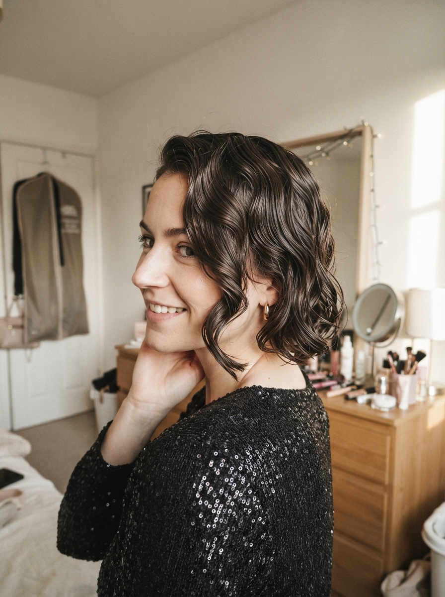 Finger waves on a short bob New Year’s Eve hairstyle