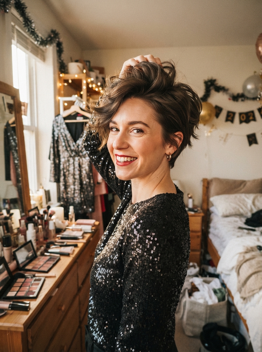 Textured pixie with volume New Year’s Eve hairstyle