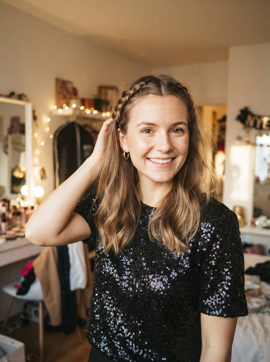 Braided crown New Year’s Eve hairstyle