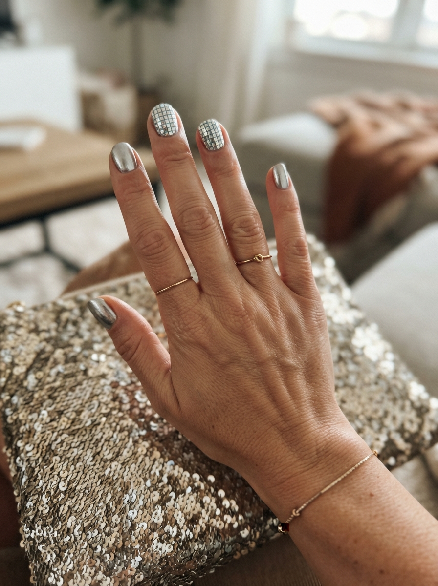 Disco ball nails New Year’s Eve nails