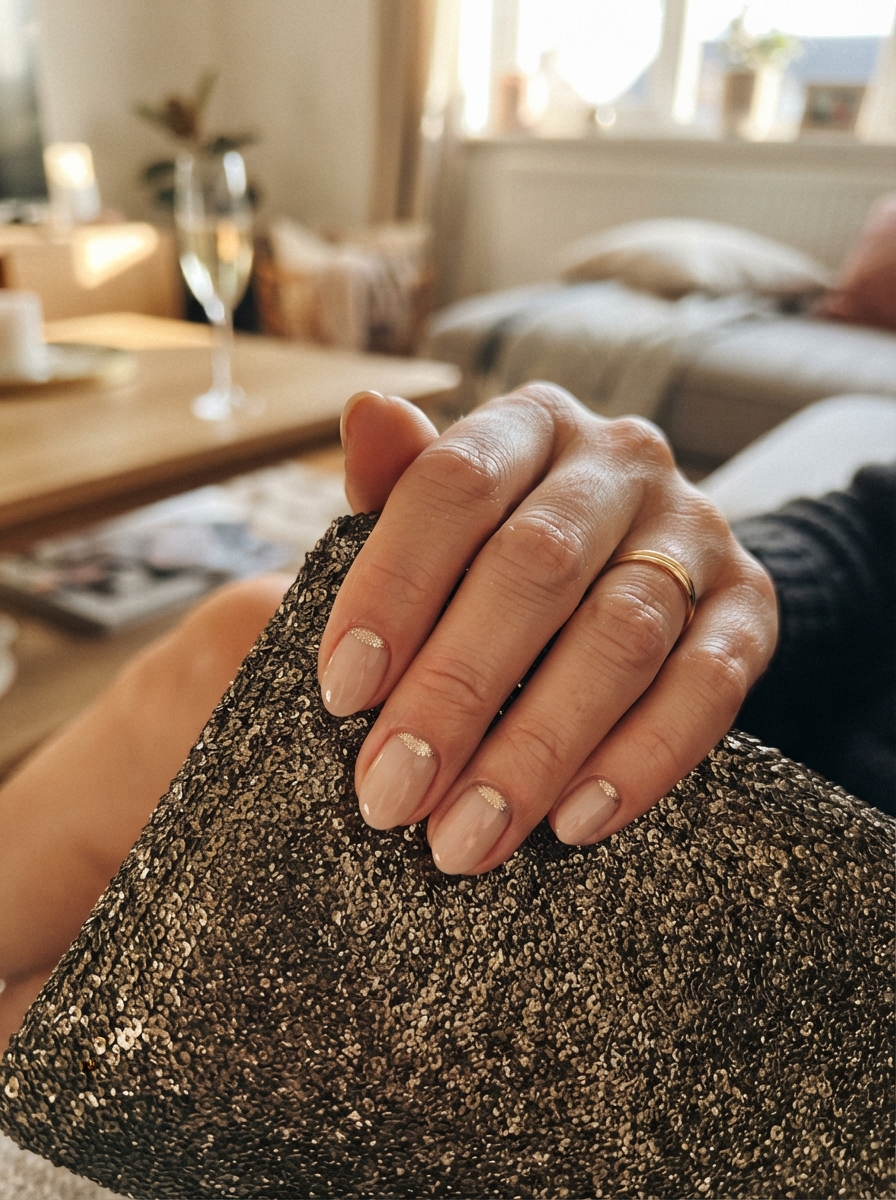Glitter cuticle cuffs New Year’s Eve nails