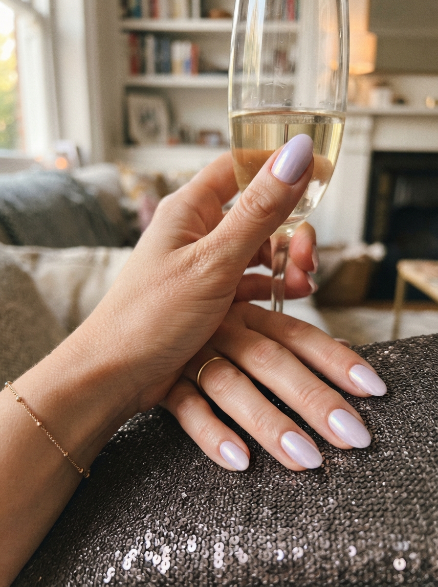Lilac chrome New Year’s Eve nails