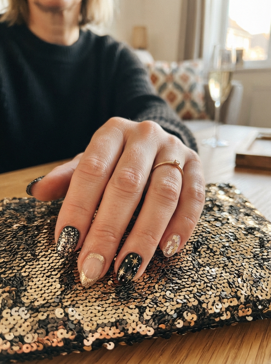 Countdown mix-and-match set New Year’s Eve nails