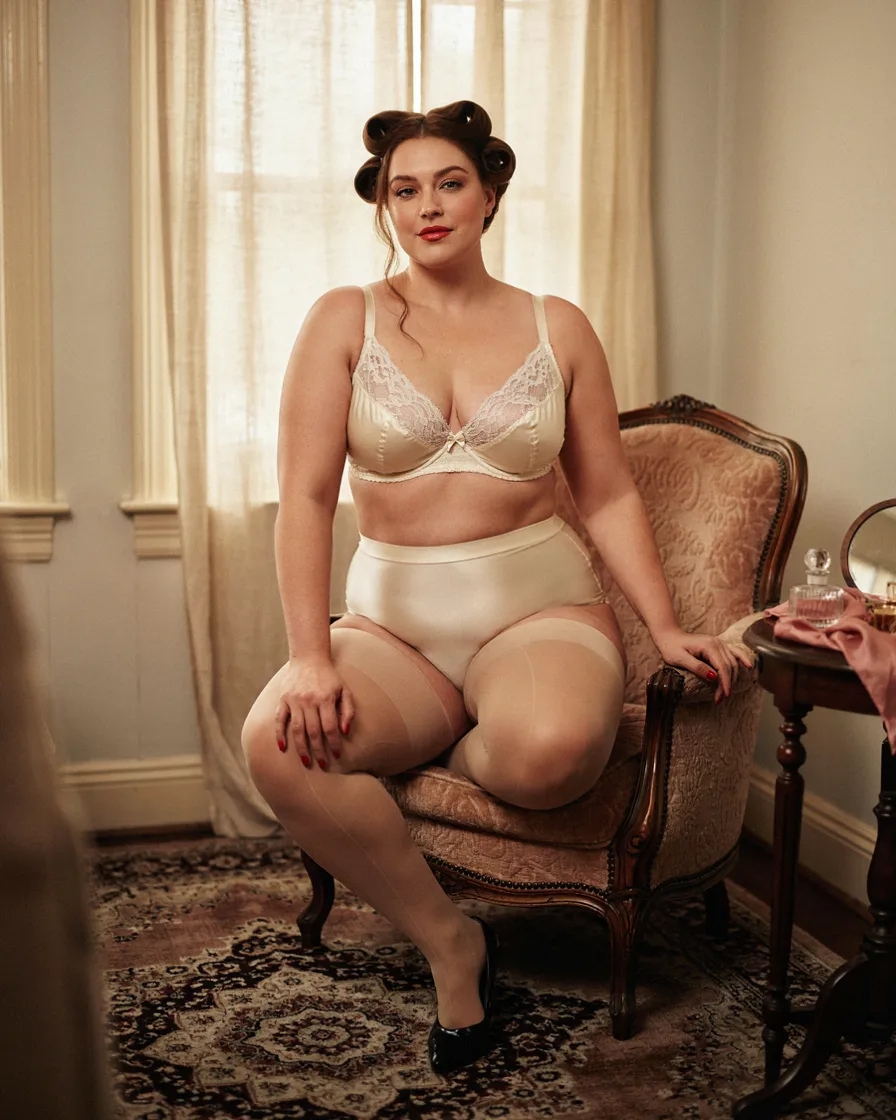 Vintage Pin-Up Glam plus size boudoir photoshoot idea