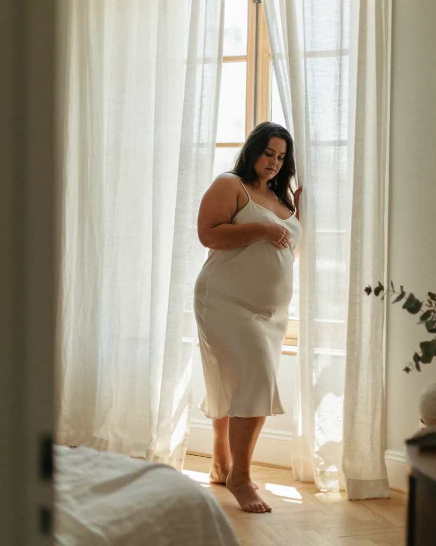 Sheer Curtain Veil plus size boudoir photoshoot idea