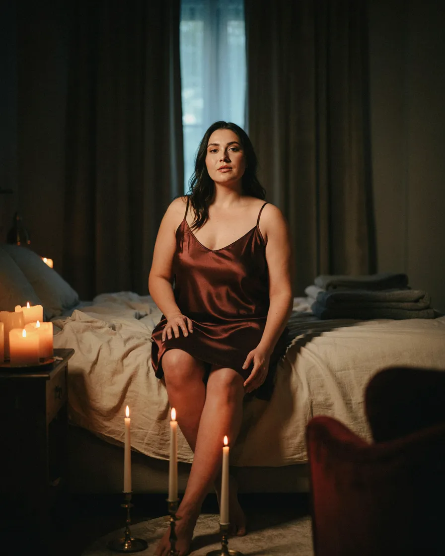 Candlelit Evening plus size boudoir photoshoot idea