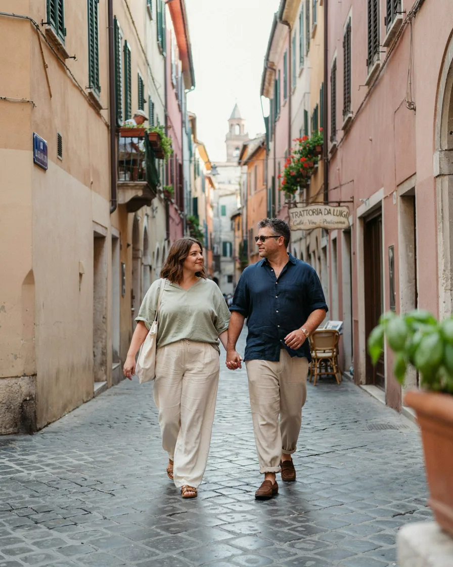 Wide-Leg Trousers, Both plus size couple vacation outfit