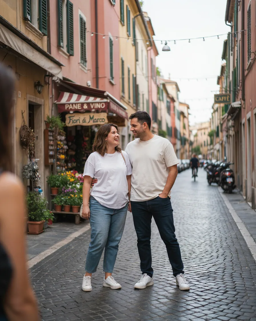 Denim and White plus size couple vacation outfit