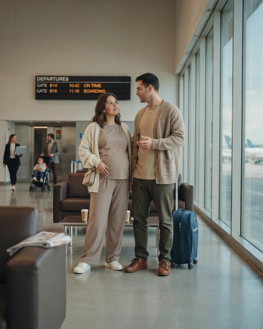 Layered Neutrals plus size couple vacation outfit