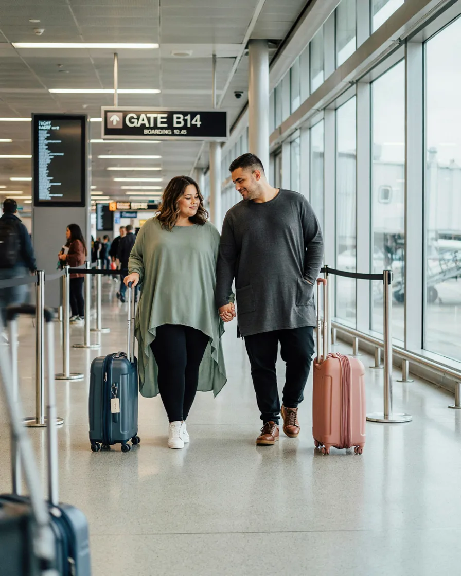 Leggings and Long Tops plus size couple vacation outfit