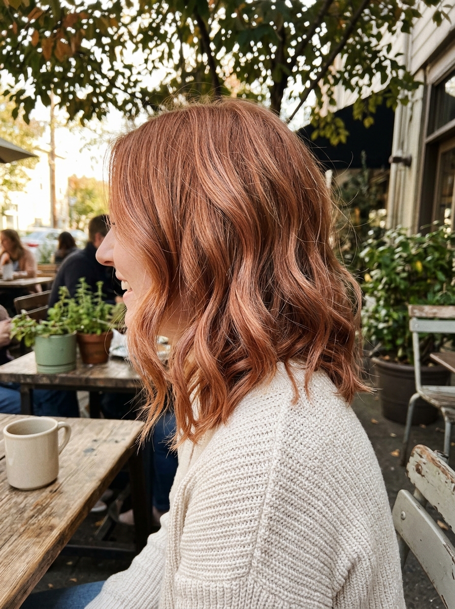 Rose Gold Highlights on Strawberry Red