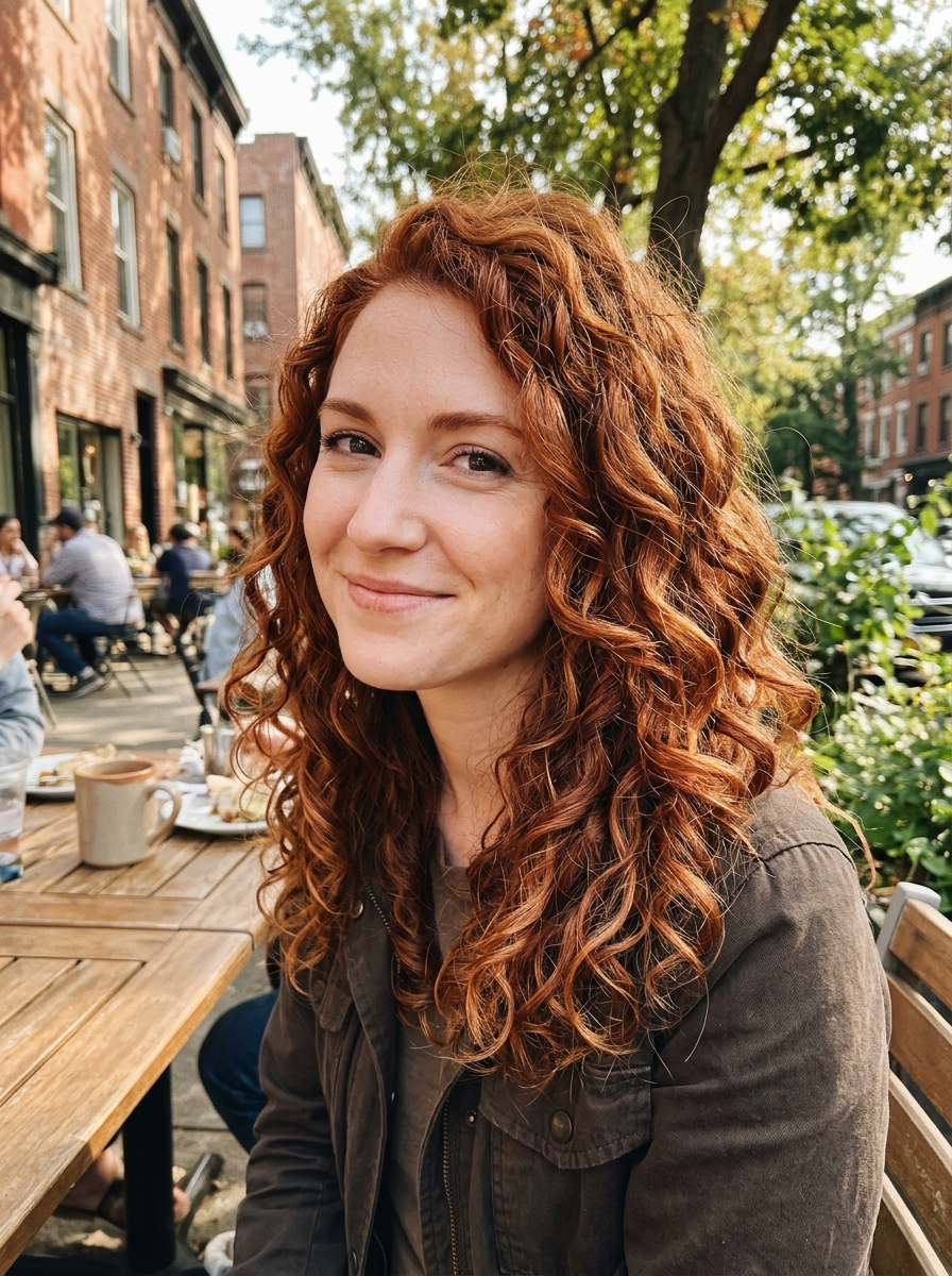 Curly Red Hair With Copper Highlights