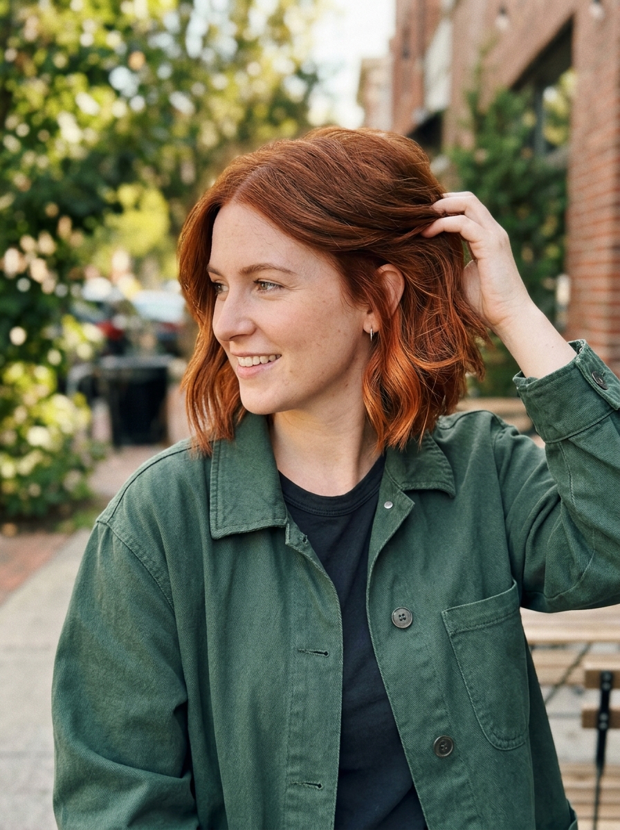 Red Bob With Peekaboo Highlights