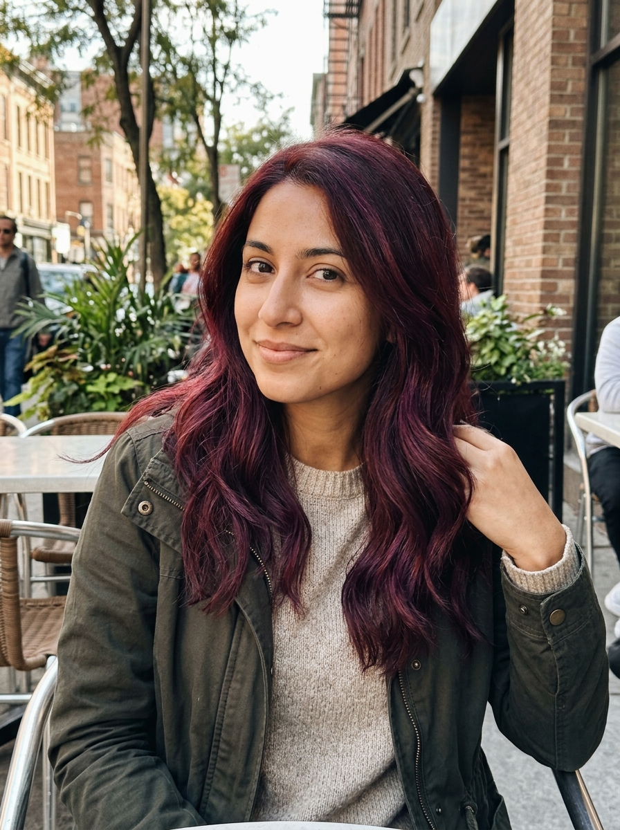 Wine Red With Plum Highlights