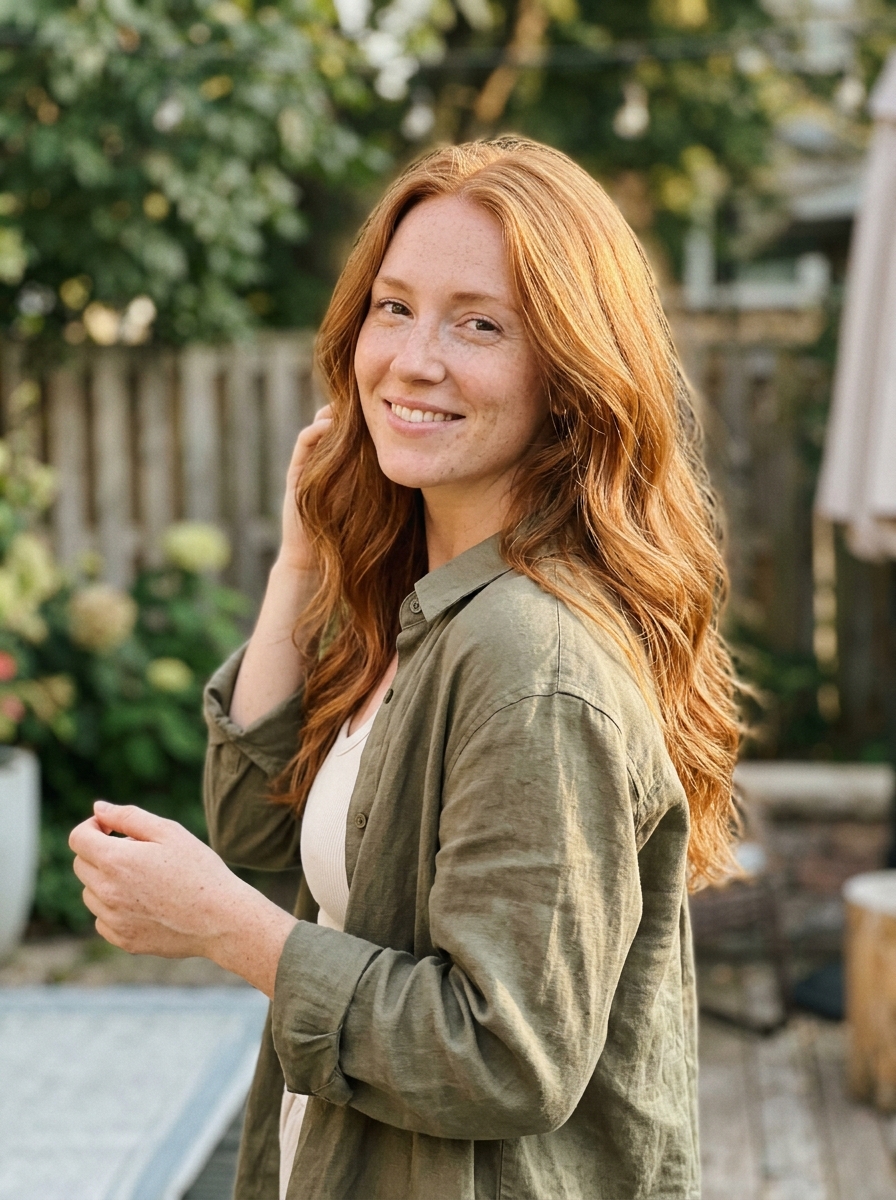 Natural Red With Sun-Kissed Highlights