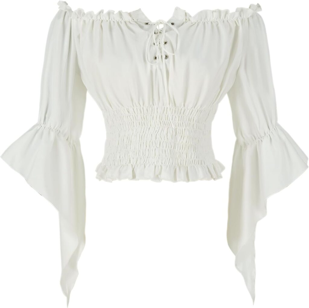 Mingyuezai Off-Shoulder Renaissance Peasant Blouse
