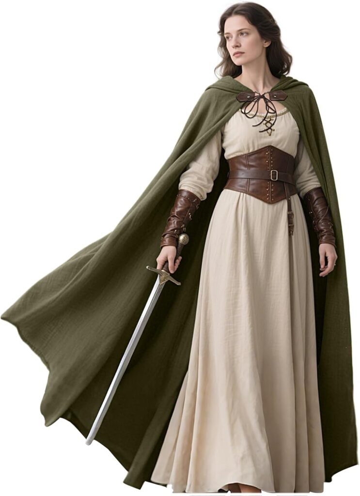 Medieval Hooded Linen Cloak
