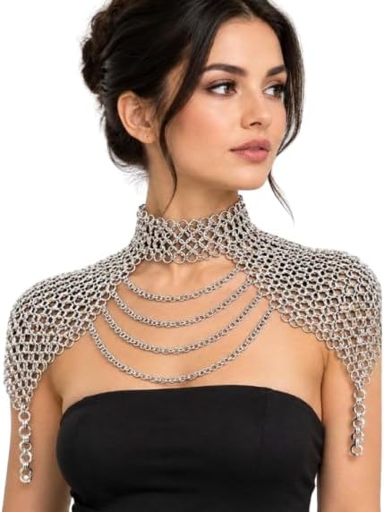 Silver Chainmail Medieval Shoulder Top