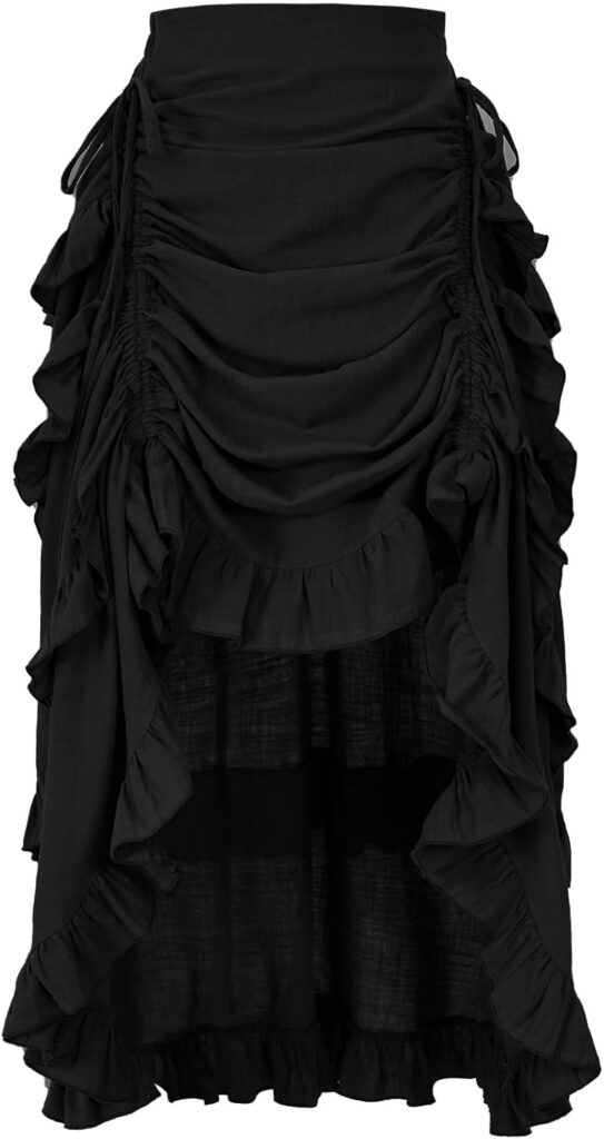 Black High-Low Ruffle Renaissance Skirt