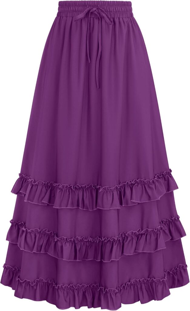 Arolina Tiered Ruffle Renaissance Maxi Skirt
