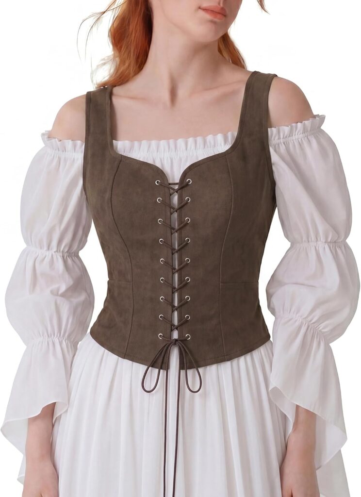 Faux Suede Renaissance Corset Vest