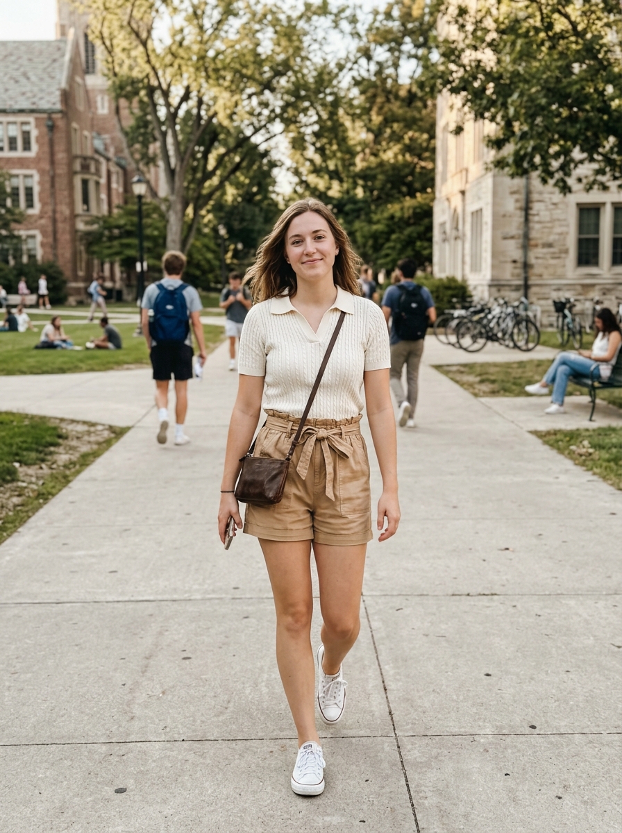 Knit Polo + Paperbag Shorts
