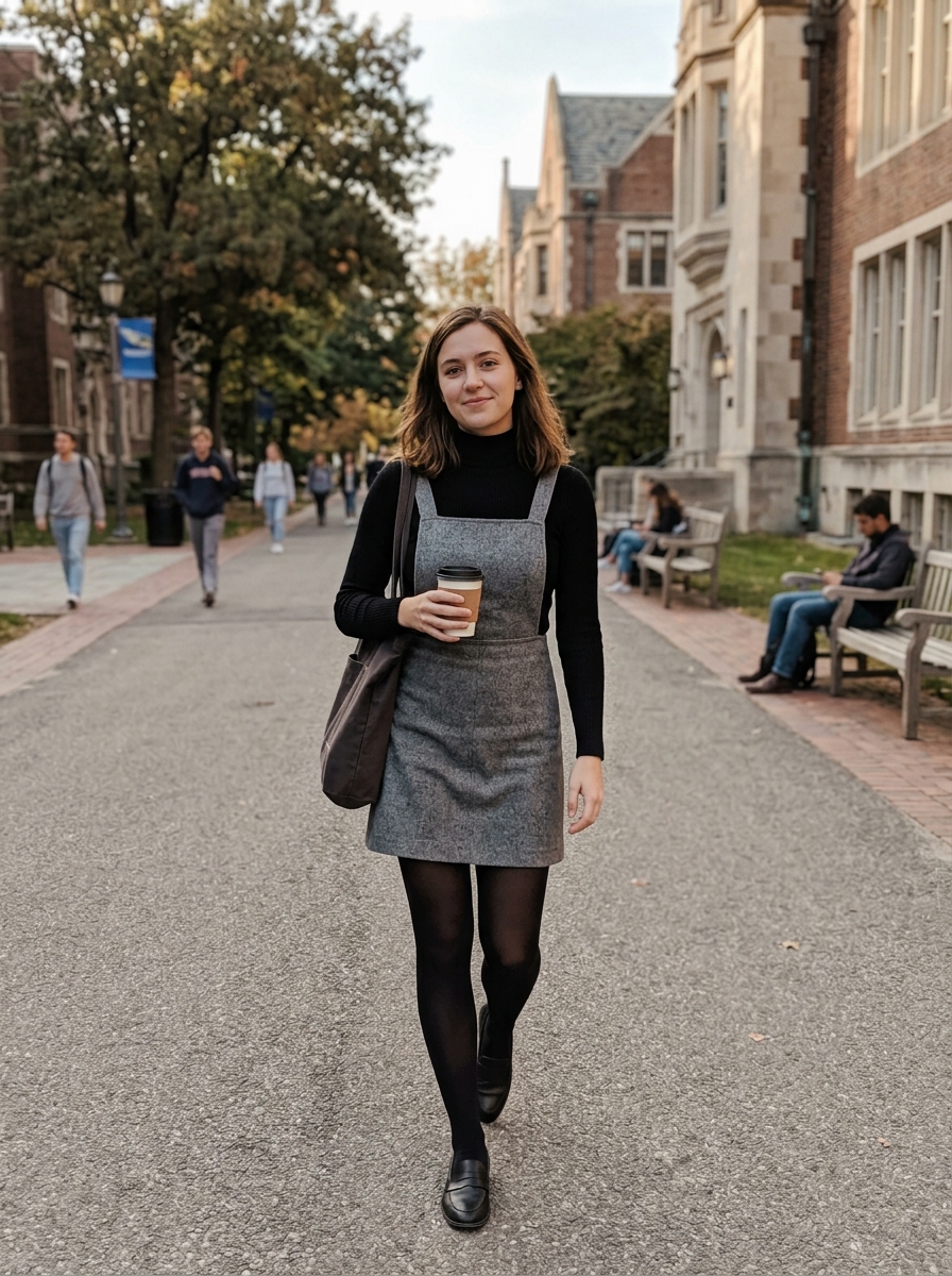 Turtleneck + Pinafore Dress