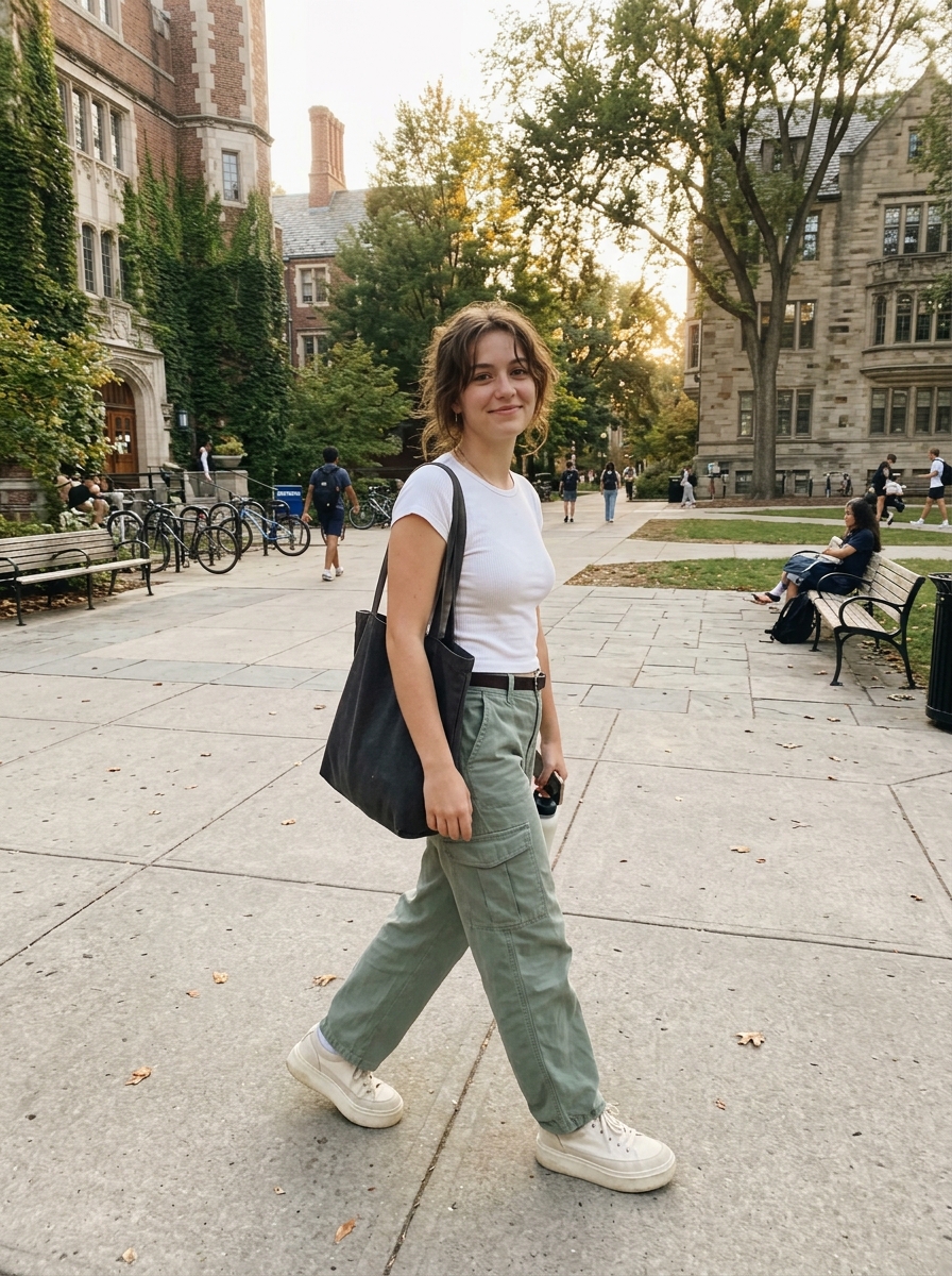 Cargo Pants + Ribbed Baby Tee
