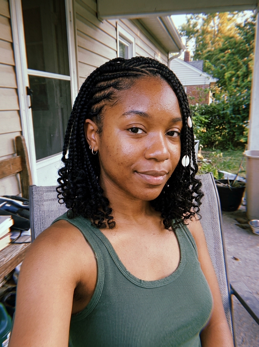 Fulani Braids with Cowrie Shells and Soft Curls