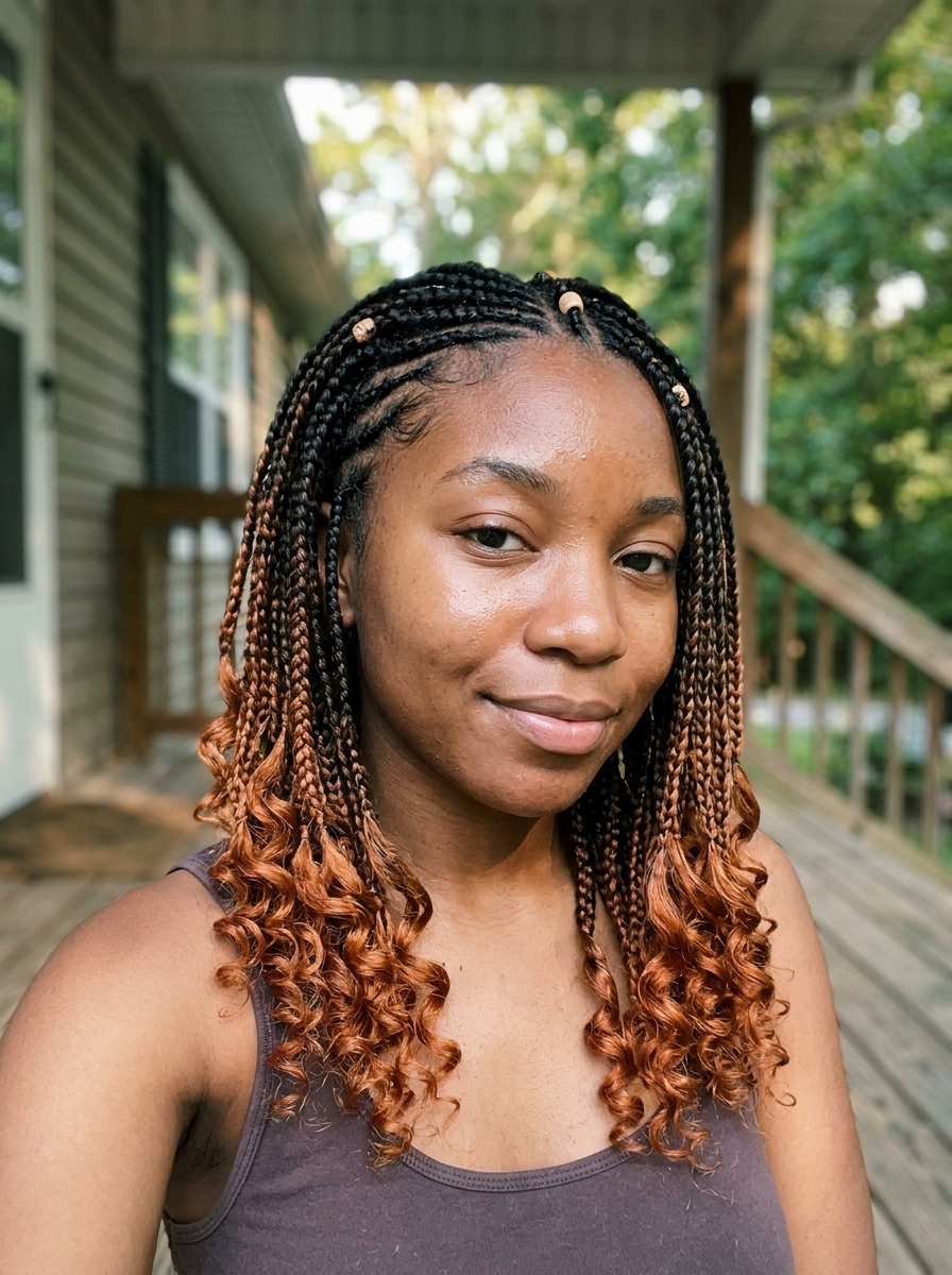 Ombre Fulani Braids with Defined Curls