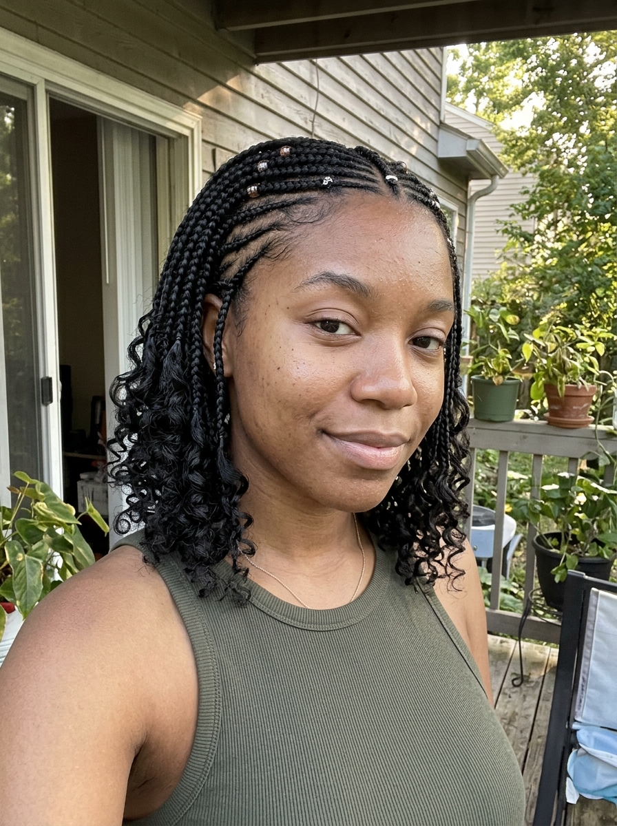 Minimalist Short Fulani Braids with Subtle Curls