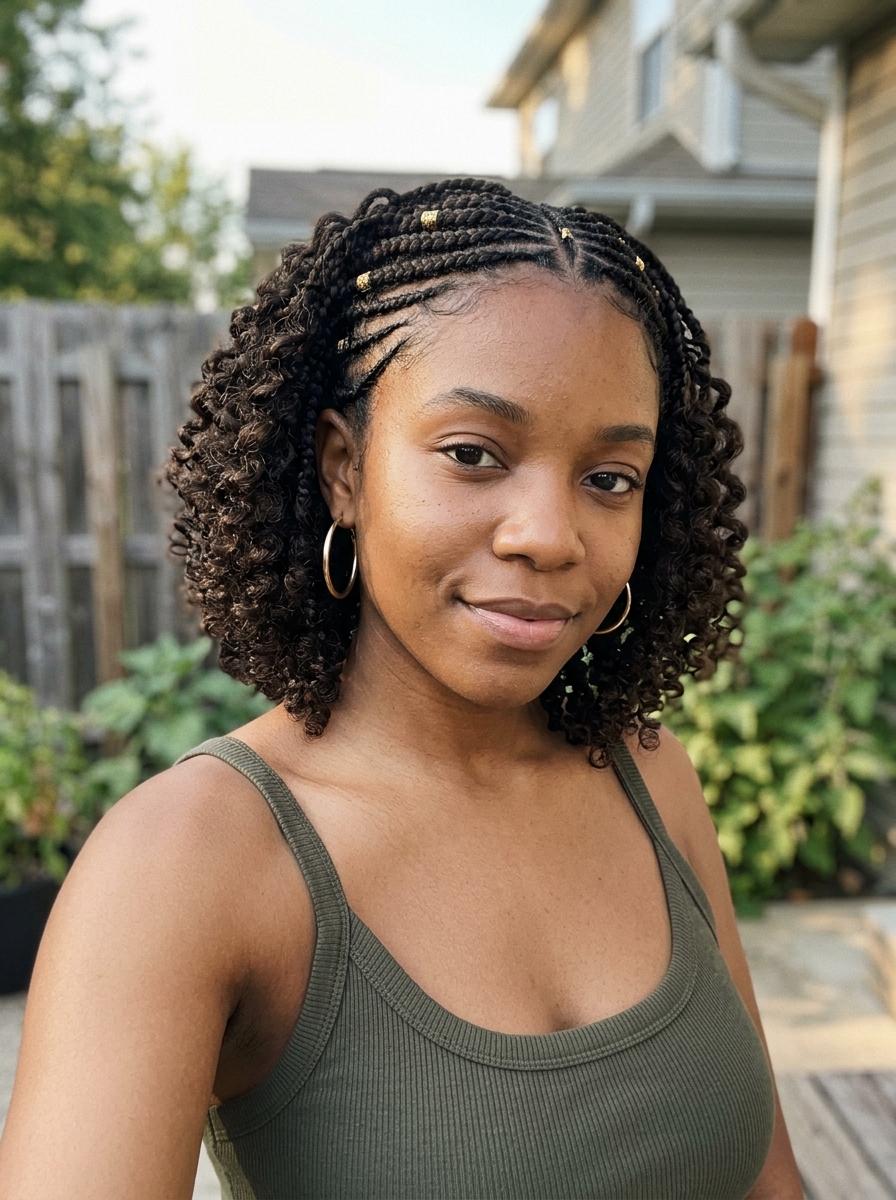 Bob-Length Fulani Braids with Bouncy Ends