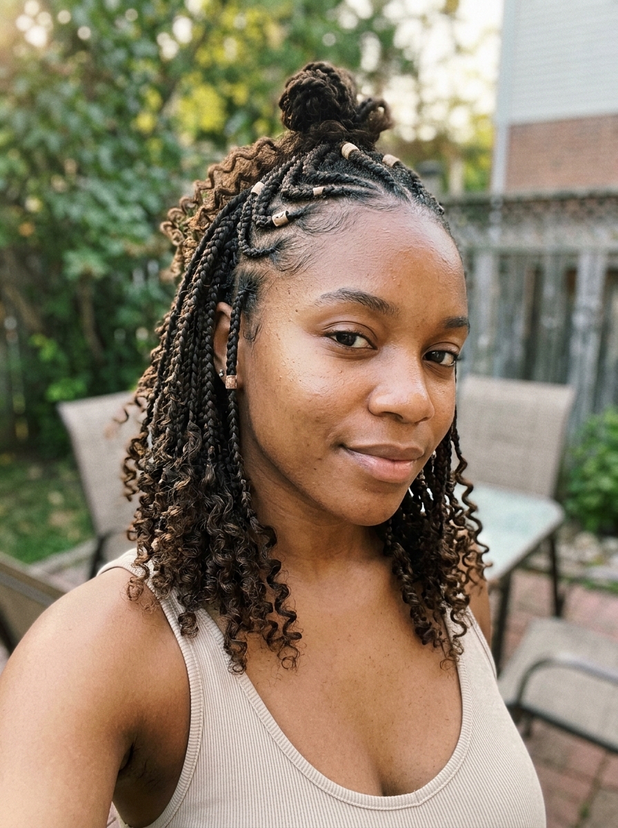 Fulani Braids with a Top Knot