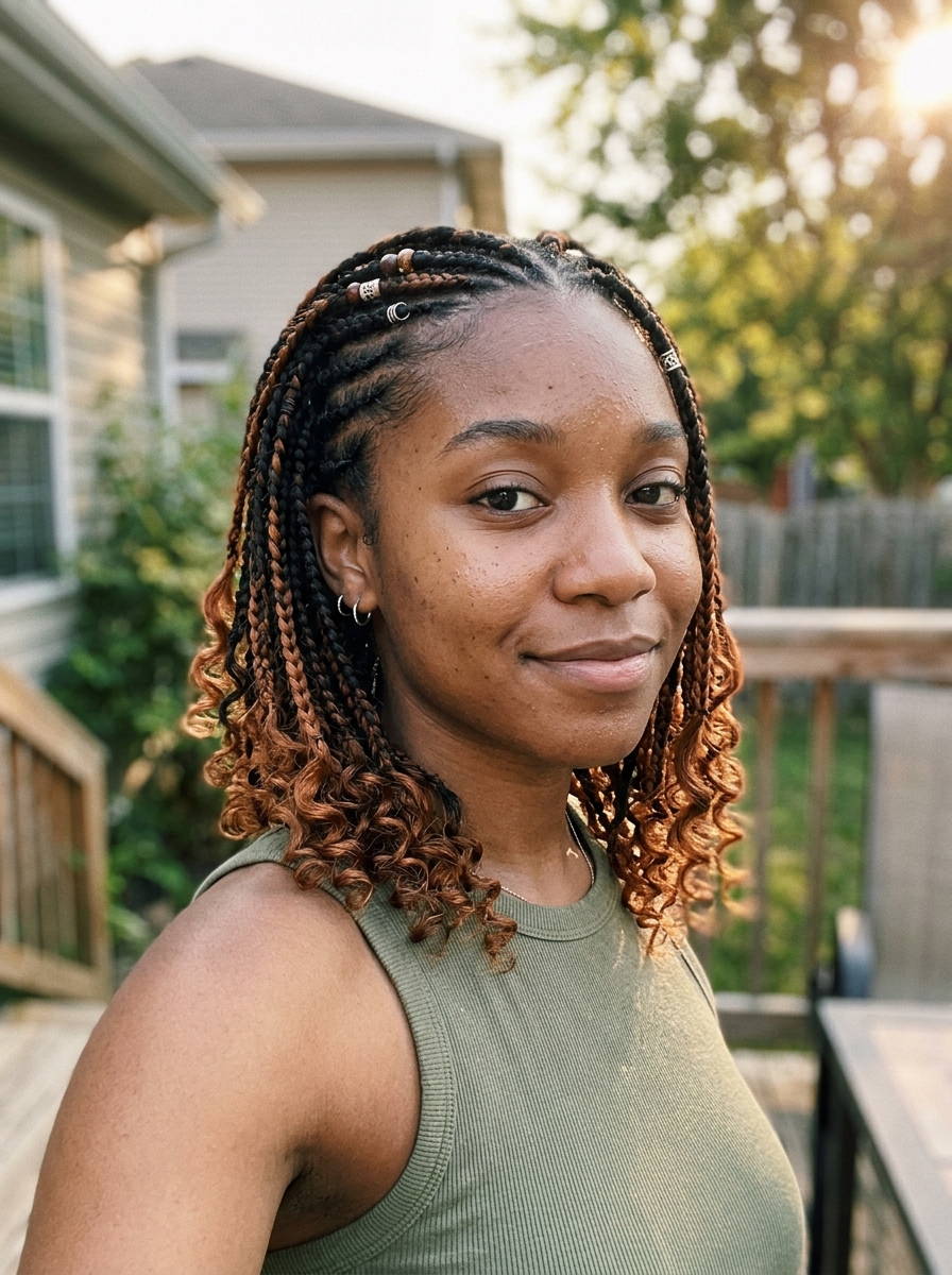 Two-Tone Fulani Braids with Curls