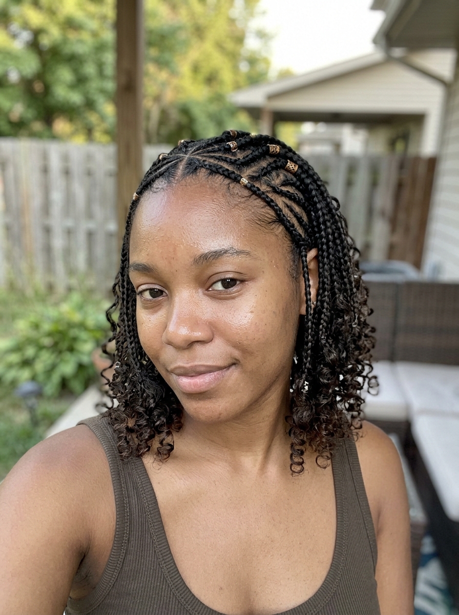 Short Fulani Braids with Feed-In Front Braids